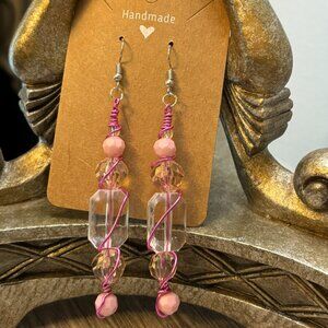 Blush Radiance Pink Wire-Wrapped Crystal Earrings